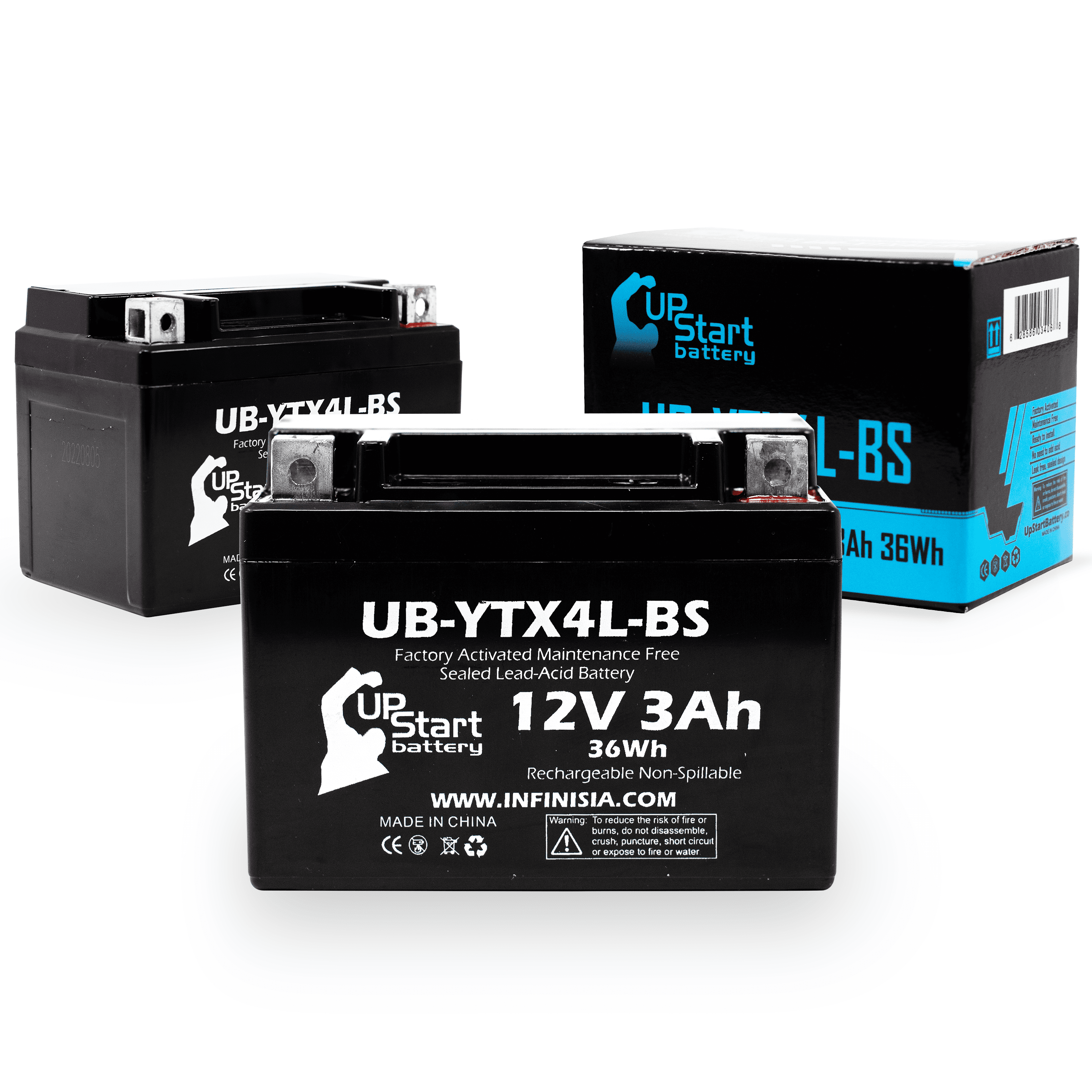 2-Pack Replacement 2011 Snapper All Walk Behind Mowers (Electric Start) CC Factory Activated, Maintenance Free, Riding Mower Battery - 12V, 3Ah, UB-YTX4L-BS