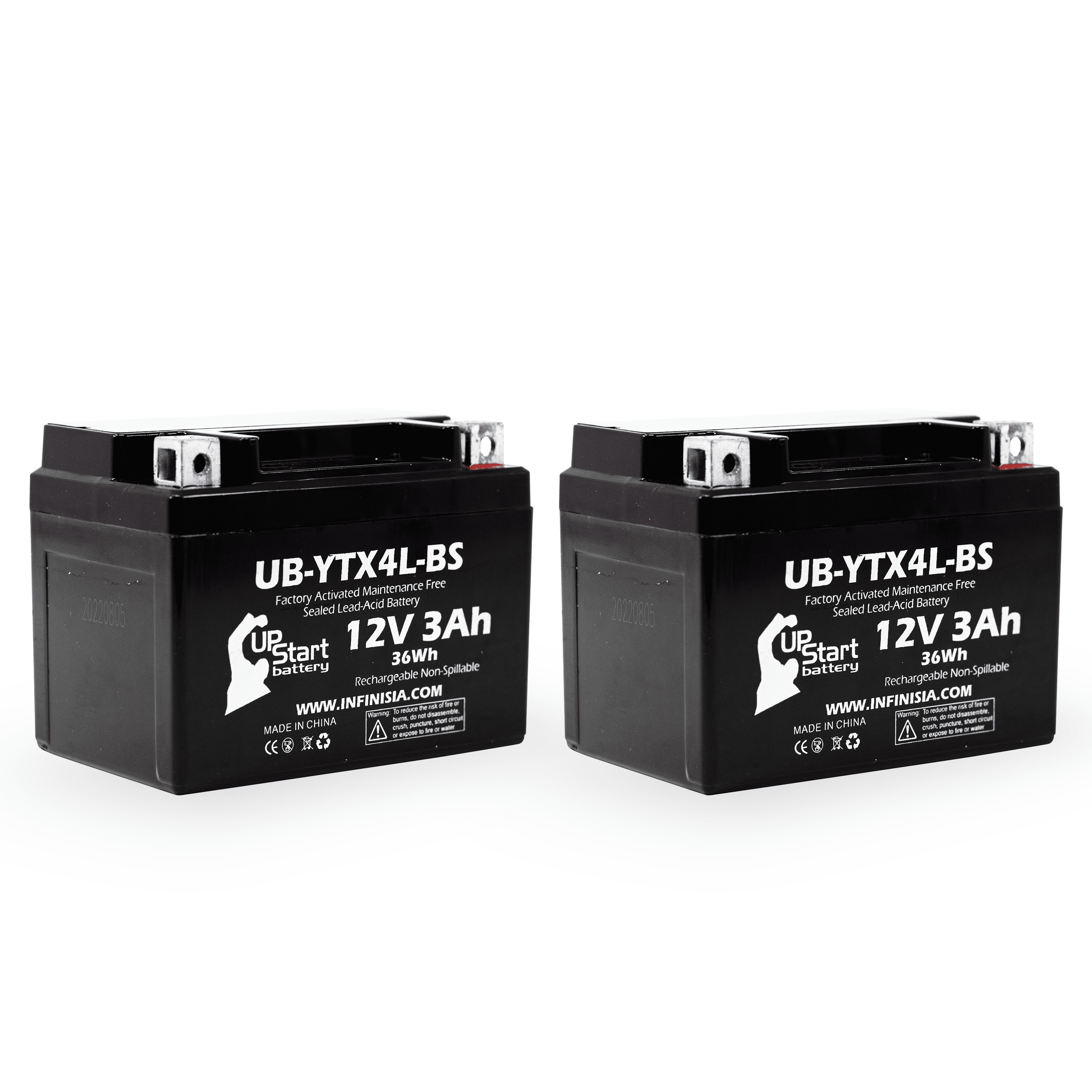 2-Pack Replacement 2011 Snapper All Walk Behind Mowers (Electric Start) CC Factory Activated, Maintenance Free, Riding Mower Battery - 12V, 3Ah, UB-YTX4L-BS