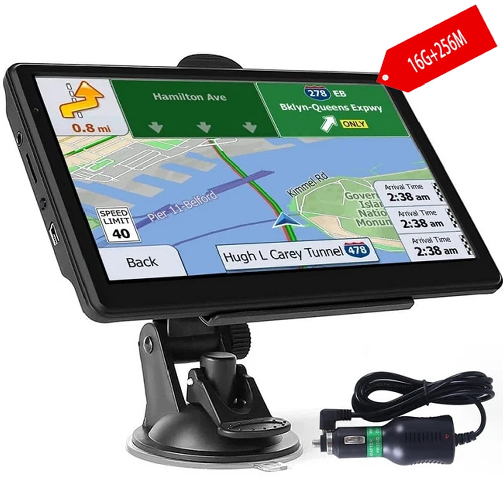 Sunthon GPS Navigation for Car, GPS Truck GPS for Car Garmin 7 Inch Touch Screen 16G 256M Voice Broadcast Car Navigation System with Speed Camera Black