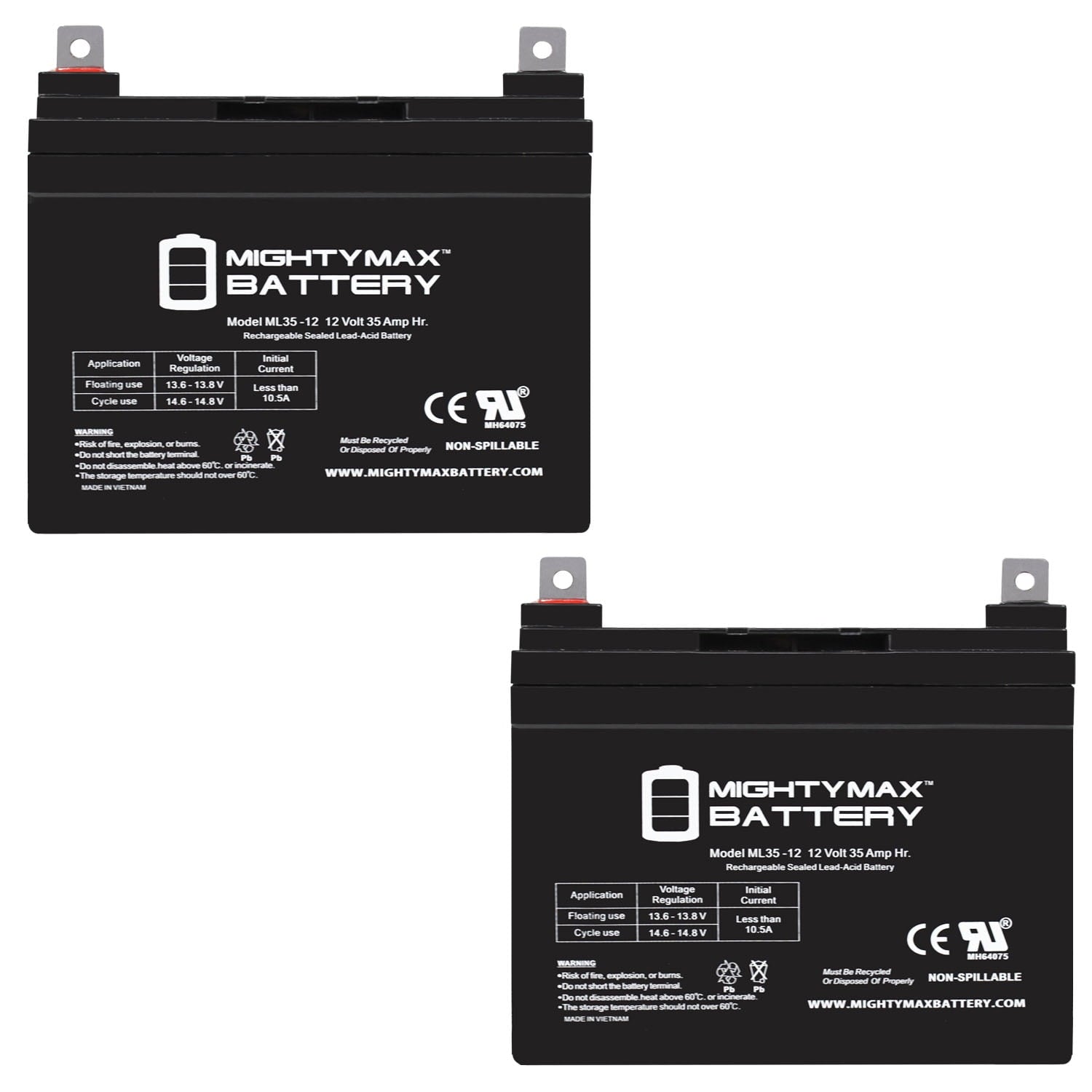 12V 35Ah Replaces Garden Way/Troy Built Rototiller Lawnmower - 2 Pack