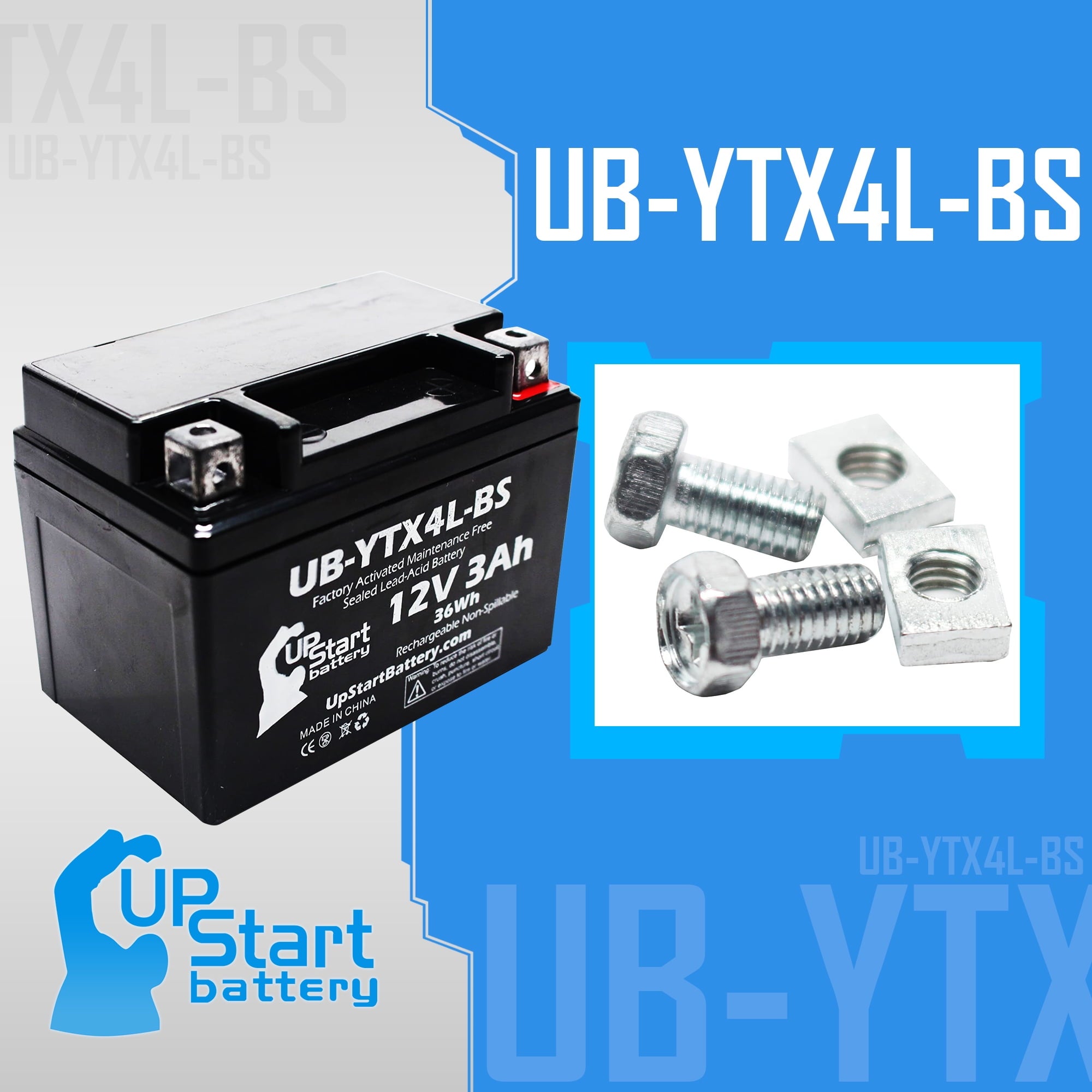 2-Pack Replacement 2011 Snapper All Walk Behind Mowers (Electric Start) CC Factory Activated, Maintenance Free, Riding Mower Battery - 12V, 3Ah, UB-YTX4L-BS
